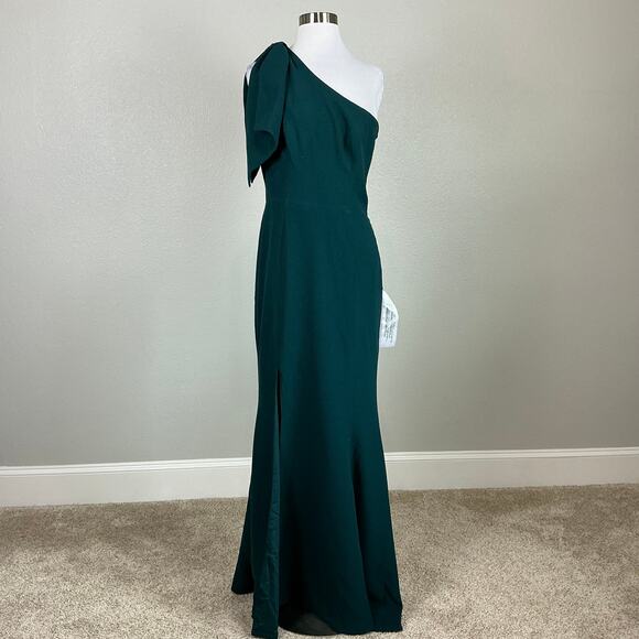 Dress the Population One Shoulder A-Line Evening Gown Green Size Medium Dress - Picture 2 of 12